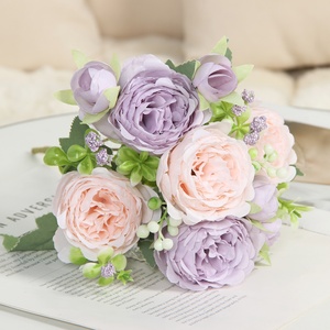 LUYI-Spot Ingrosso Fiori Artificiali in Seta Fatti a Mano, Piccolo Mazzo di Rose, Decorazione per Matrimoni, 5 Rose Persiane, Decorazione per la Casa - Product Image 4