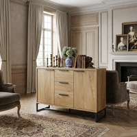 Meuble de rangement moderne en panneaux de bois écologiques avec cadre métallique et miroir supérieur, pour salon, chambre, entrée, bar à domicile