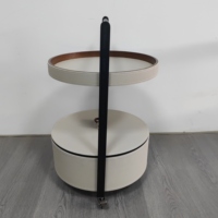 Table basse d'extrémité latérale d'acier inoxydable de cuir de selle