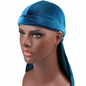 Turban Pirate en Velours Élastique de Luxe de Haute Qualité en Gros, Chapeau Longue Queue pour Hommes, Durags pour Hommes en Velours - Product Image 2