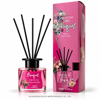 Diffuseur d'arômes moderne pour la maison de 120 ml avec cinq bâtonnets en fibre noire et boîte de présentation pour la gamme de collections de parfums OEM ODM