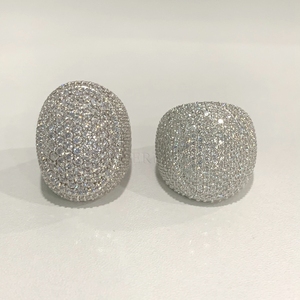 Cadermay 925 스털링 실버 아이스 아웃 Moissanite 타원형 모양 링 힙합 흉상 다운 29mm 큰 크기 타원형 완전 아이스 래퍼 링 남자 - Product Image 6