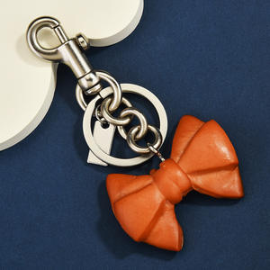 Cute Bread and Bow Keychain Realistic Croissant Pretzel Design Durable Metal <b>Key</b> <b>Ring</b> Lovely Gift for Food Lovers - Product Image 3
