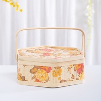 Geweven Opbergmand Weven Bamboe Doos Picknickmanden Set Twee-Tier Bamboe Fruitmand