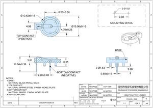 포딩 RoHS 플라스틱 <span class=keywords><strong>CR1220</strong></span>, CR1225 코인 셀 배터리 홀더 CCH-1200 - Product Image 6