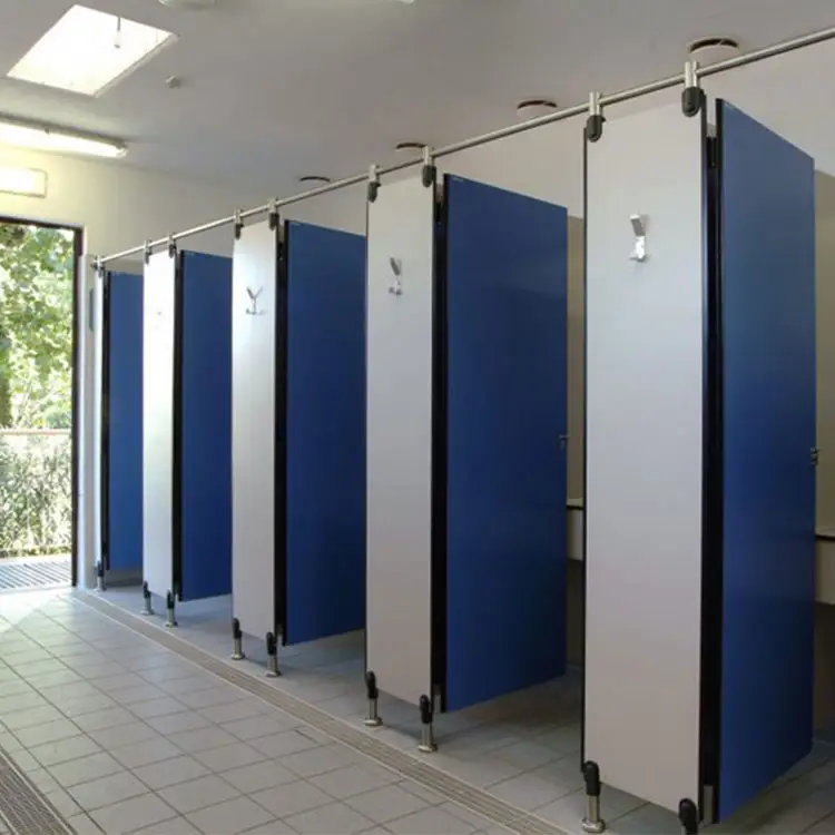 Phenol kern Wasserdichte hpl Toiletten kabine WC-Trennwände System boden montierte obenliegende verspannte Toiletten teiler Trennwand