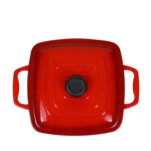 Olla de cocina al por mayor de hierro fundido de 25CM, utensilios de cocina cuadrados de esmalte rojo, Horno Holandés, cazuela antiadherente, <span class=keywords><strong>cocotte</strong></span> - Product Image 3
