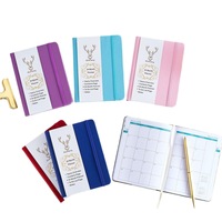 Agenda-planificateur A6 relié en cuir PU avec pages de contact, 24 mois, pour liste de tâches et journalisation