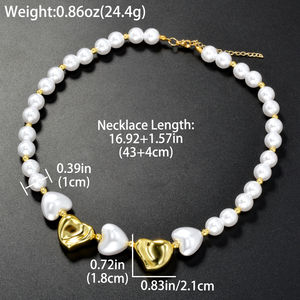 Collier tendance personnalisé en or 14 carats plaqué or avec perles baroques en forme de cœur pour l'anniversaire des femmes - Product Image 6