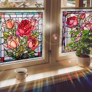 ملصق حائط جديد صديق للبيئة من طوب الورد إلكتروستاتيكي ملون لاصق لتزيين النوافذ الزجاجية المرئية - Product Image 4