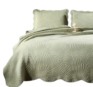 Commercio estero tre pezzi lenzuola set copriletto letto con foglia di banana verde fagiolo trapunta trapuntato estivo set di biancheria da letto