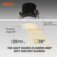 Spot encastré COB moderne pour hôtel et bureau, 3W 3000K, aluminium léger, éclairage LED uniforme pour plafond intérieur, downlight décoratif