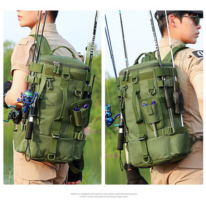 Sac à bandoulière de pêche en nylon imperméable personnalisé et tendance, sac de rangement extérieur pour cannes à pêche, sac à dos de pêche pour la saison scolaire avec fermeture éclair et fermoir à loquet - Product Image 5
