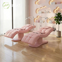 Lit de massage électrique rose à 3 moteurs pour cils, soins esthétiques du visage, spa et beauté