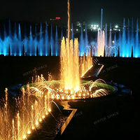 Fontaine musicale dansante personnalisée par une usine professionnelle, jets d'eau synchronisés RGB pour spectacle aquatique nocturne en parc