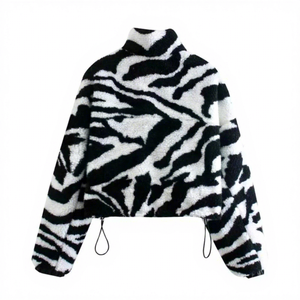 Custom Design Canvas Winter Fleece Jacket Unisex Full Zipper Stand Collar Front Logo Eco-Friendly High Street 360g Warm Casual - Product Image 2