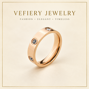 Wholesale <b>Rose</b> Gold <b>Clear</b> Stone Minimalist Stainless Steel Stackable Ring - Product Image 1