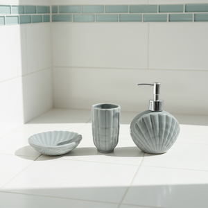 Juego de Accesorios de Baño Hengfei de 6 Piezas Plateado, Dispensador de Loción, Vaso, Jabonera - Cerámica, Porcelana, Dolomita - Product Image 5