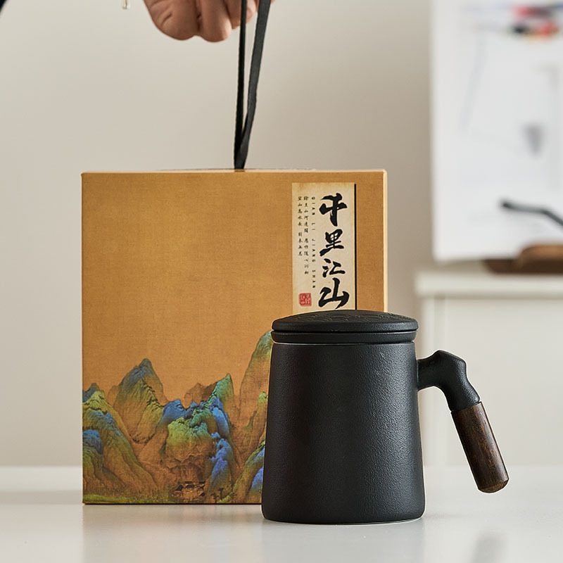 Ensemble de 3 bouteilles d'eau noires - mille li rivières montagnes gi