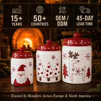 Boîte en céramique de Noël avec couvercle, 3 tailles, décorations en relief de Père Noël, rennes et sapin de Noël, pot de rangement pour biscuits, bonbons, cadeaux, décoration de la maison