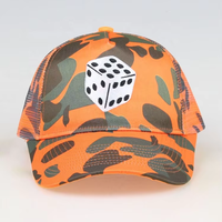 Casquette de camionneur camouflage orange personnalisée avec logo brodé Casquette en maille à 5 panneaux de style hip-hop à la mode pour une utilisation décontractée et en plein air