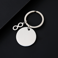 Porte-clés en acier inoxydable 201 Ywyougang avec breloque cœur et symbole infini, anneau en fer gravable personnalisé, multicolore, idéal pour les cadeaux
