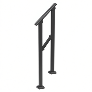 Barandillas de acero de tubo cuadrado negro para escaleras exteriores, estilo de diseño industrial - Product Image 1