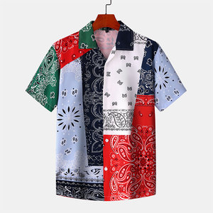 Harajuku Casual Printed Short Sleeve Breathable Woven Mandarin Collar Summer Beach Hawaiian Designer Shirts Custom Printing - Product Image 1