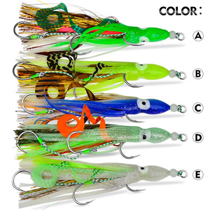 PROBEROS Luminous Octopus Assist Señuelo de Pesca de Arrastre con 3 Anzuelos, Cabeza de Plástico y Falda, Cebo Duro Artificial para Pesca en Aguas Profundas - Product Image 3