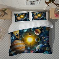 Literie pour adulte imprimée en 3D Planet Space King Ensemble de housse de couette imprimée 3 pièces Ensemble de couette en microfibre