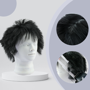 Tête d'entraînement pour hommes avec cheveux 100% naturels, outils de coiffure pour étudiants en barbier, tête de mannequin de 24 cm avec support - Product Image 3
