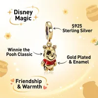 Bracelet-collier avec pendentif Mignon le Winnie l'Ourson, en argent S925 plaqué or, zircon, certifié NGDTC, de la collection de bijoux Disney