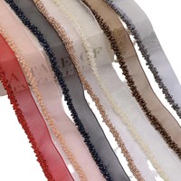 Vente en gros usine : Ruban de dentelle perlée multicolore en maille, garniture à franges de perles cousues à la main pour vêtements, sacs, bandeaux et fournitures de bricolage