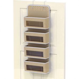 Over Door/<b>Wall</b> <b>Mount</b> 4-Tier Clear Window Pocket Multifunction Storage <b>Shelf</b> Gray Hanging Waterproof PVC Foldable (1 Pack-Grey) - Product Image 6