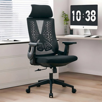 Chaise de bureau pivotante réglable en hauteur avec appui-tête réglable + dossier en maille respirante + cadre en acier + roulettes