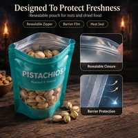 Vente en gros de sacs d'emballage en plastique avec pochette debout personnalisée anti-odeur pour les aliments secs aux pistaches et aux noix