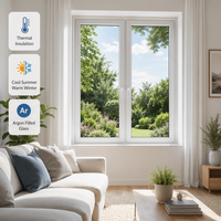 Ventana Abatible de PVC Estilo Europeo, Perfil Alemán, Doble Acristalamiento, Blanca, para Villa, Baño, Dormitorio, con Certificación Energy Star
