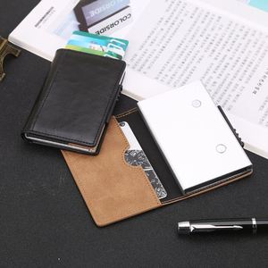 Minimalist Slim Leather <b>Wallet</b> <b>for</b> <b>Men</b> with Pop up Money Clip, RFID Blocking Aluminum Automatic Credit Card Holder Case - Product Image 2