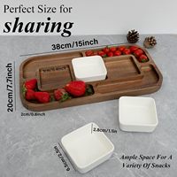 Acacia houten dienblad met meerdere compartimenten, rechthoekig dessertplateau voor fruit, kaas, cake, snacks, feestjes, keuken decoratie