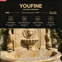 Fontaine murale en travertin antique YOUFINE, tête de lion sculptée à la main, fontaine murale en pierre pour cour, villa, jardin, décoration