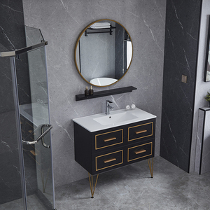 Hotel Furniture Panel <strong>Bathroom</strong> <strong>Cabinet</strong> with Mirror Custom Smart Vanity <strong>Wooden</strong> White Stainless Steel Modern Rectangle Foam Board - Product Image 3