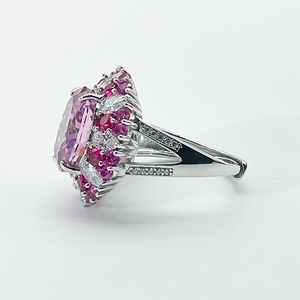 6ct sang trọng Đồ trang sức lớn S925 Sterling Silver CZ cubic zircon Hồng <span class=keywords><strong>Ruby</strong></span> Nhẫn kim cương cho phụ nữ - Product Image 4