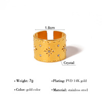 Französischer Stil Breiter Ring Vergoldeter Edelstahl Handgefertigte Damen-Accessoires Schöner Fingerring mit Sonnenblumen-Design