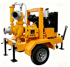 Pompe à eau de 12 pouces à grand débit, refroidie par eau, 4 cylindres, pour eaux usées municipales, unité de pompe à eau d'urgence SD15~400, portable, à air comprimé - Product Image 5