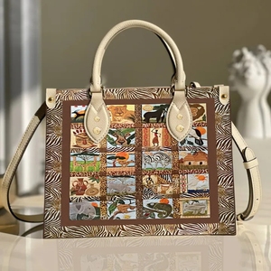 Bolsos Tote con Diseño Cultural Retro Africano para Damas, Bolsos de Mano con Estampado de Animales Africanos para Mujer, Bolsos de Compras con Patrón Personalizado, Regalos para Mujer - Product Image 4