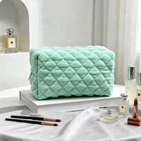 Pochette de maquillage matelassée en microfibre, trousse de toilette zippée, organiseur de beauté, trousse de voyage
