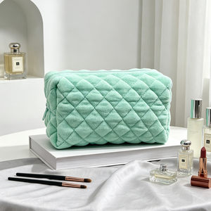 Pochette de maquillage matelassée en microfibre, trousse de toilette zippée, organiseur de beauté, trousse de voyage - Product Image 5