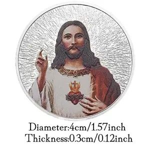 キリスト降誕模様のイエス記念コイン、クリエイティブなキリスト教記念ギフト、銀メッキ金属製、コレクターズアイテム - Product Image 3