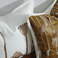 Housse de coussin décorative en lin rayé blanc beige lavable avec pompons, style bohème et campagnard, pour canapé, lit et décoration intérieure
