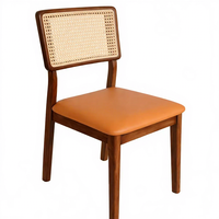 Chaise de salle à manger en bois au dossier canné, style moderne et élégant, ergonomique, siège rembourré, écologique, pour salle à manger et bureau à domicile
